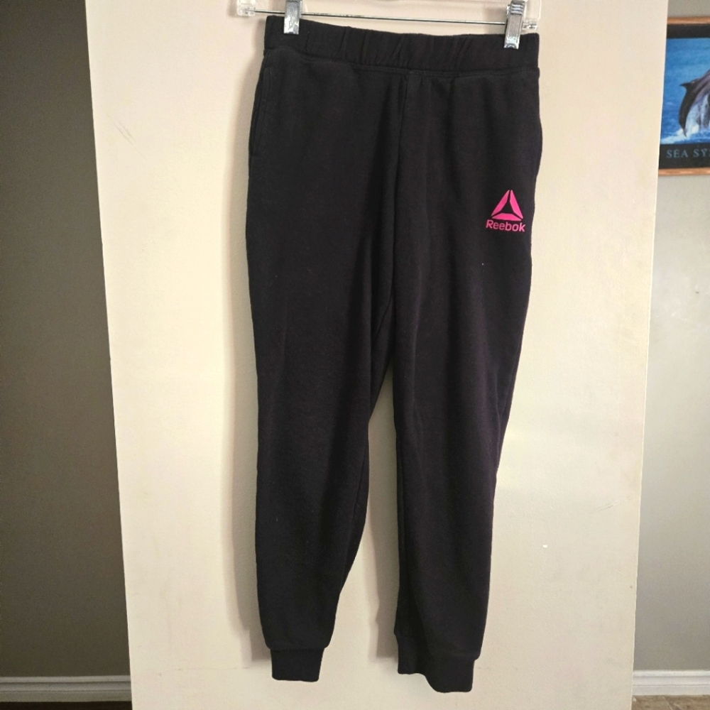 5 for $25 Reebok Girls Joggers Sweatpants Black Pink Large 10/12 Botttoms
